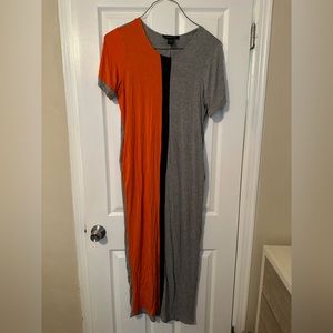 Colorblock Stretch Knit Midi Dress